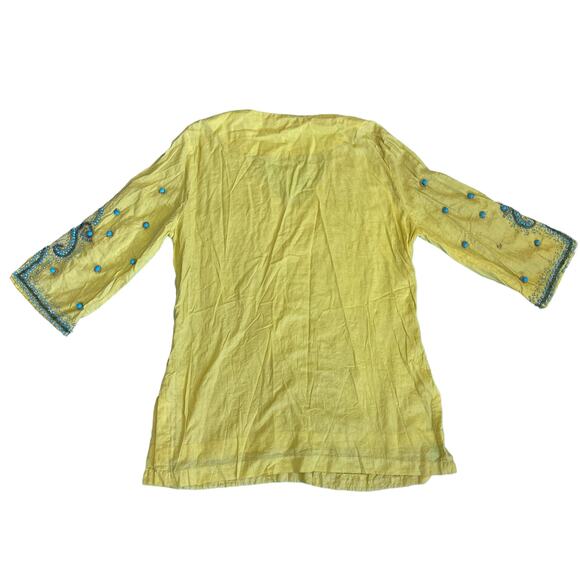 Boston Proper Women's Lightweight Turquoise Baubles Tunic top Yellow Size Medium - Picture 6 of 14